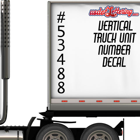 vertical truck unit trailer number decal