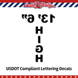 Reversed Truck or Trailer Height Number Decal Sticker Sign (Set of 2)