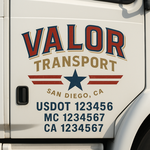 Custom Designed USDOT Truck Door Decal Lettering Signs For Semi-Trucks & Work Trucks (Set of 2)