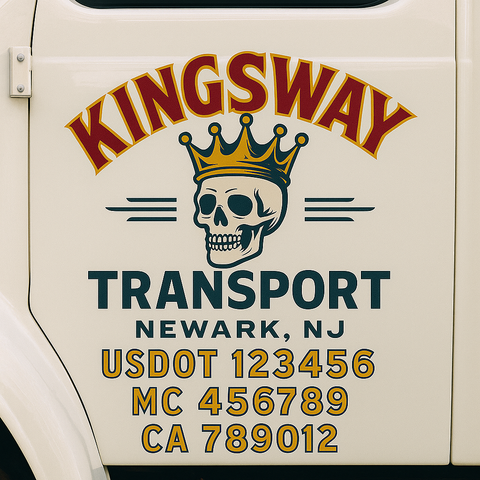 Custom Designed USDOT Truck Door Decal Lettering Signs For Semi-Trucks & Work Trucks (Set of 2)