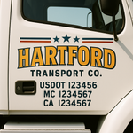 Custom Designed USDOT Truck Door Decal Lettering Signs For Semi-Trucks & Work Trucks (Set of 2)