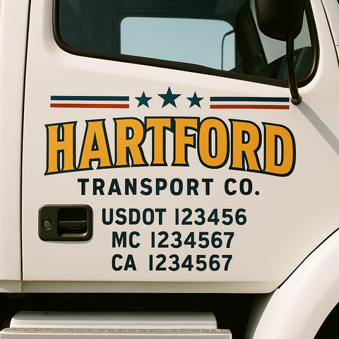 Custom Designed USDOT Truck Door Decal Lettering Signs For Semi-Trucks & Work Trucks (Set of 2)