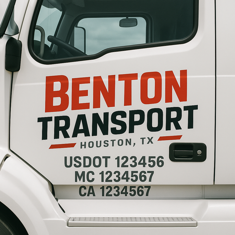 Custom Designed USDOT Truck Door Decal Lettering Signs For Semi-Trucks & Work Trucks (Set of 2)