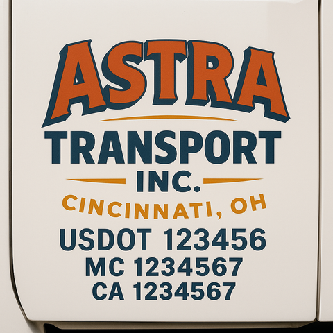 Custom Designed USDOT Truck Door Decal Lettering Signs For Semi-Trucks & Work Trucks (Set of 2)