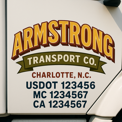 Custom Designed USDOT Truck Door Decal Lettering Signs For Semi-Trucks & Work Trucks (Set of 2)