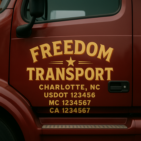 Custom Designed USDOT Truck Door Decal Lettering Signs For Semi-Trucks & Work Trucks (Set of 2)