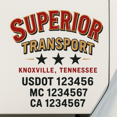 Custom Designed USDOT Truck Door Decal Lettering Signs For Semi-Trucks & Work Trucks (Set of 2)