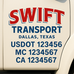 Custom Designed USDOT Truck Door Decal Lettering Signs For Semi-Trucks & Work Trucks (Set of 2)