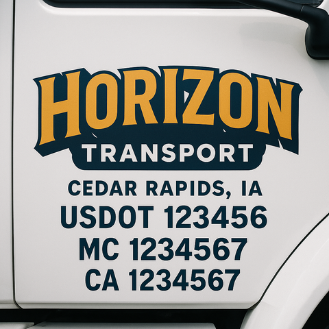 Custom Designed USDOT Truck Door Decal Lettering Signs For Semi-Trucks & Work Trucks (Set of 2)