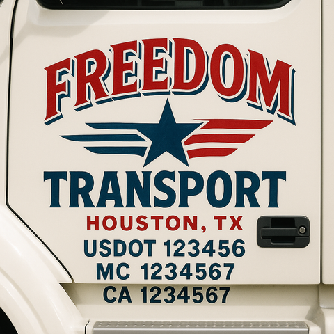 Custom Designed USDOT Truck Door Decal Lettering Signs For Semi-Trucks & Work Trucks (Set of 2)