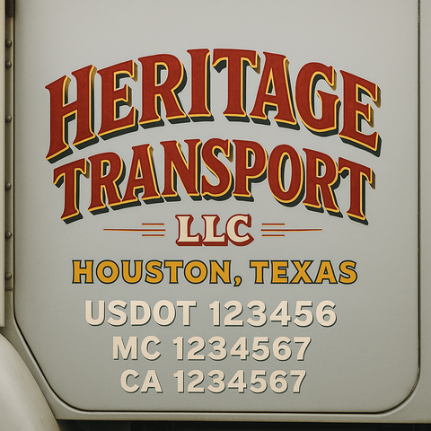 Custom Designed USDOT Truck Door Decal Lettering Signs For Semi-Trucks & Work Trucks (Set of 2)