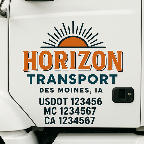 Custom Designed USDOT Truck Door Decal Lettering Signs For Semi-Trucks & Work Trucks (Set of 2)