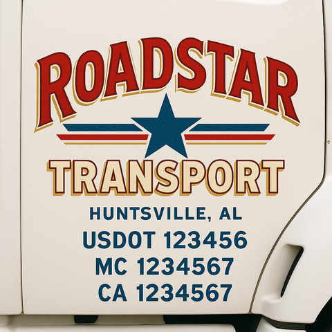 Custom Designed USDOT Truck Door Decal Lettering Signs For Semi-Trucks & Work Trucks (Set of 2)