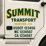 Custom Designed USDOT Truck Door Decal Lettering Signs For Semi-Trucks & Work Trucks (Set of 2)