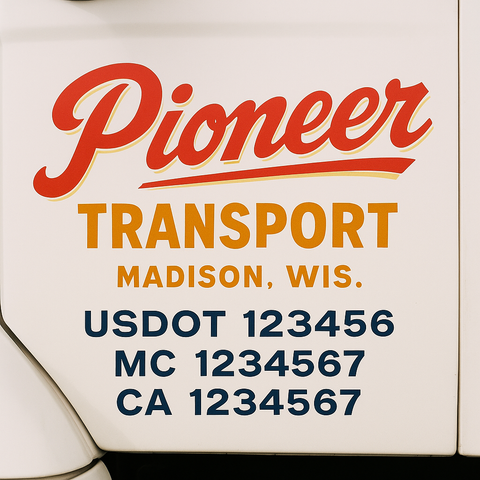 Custom Designed USDOT Truck Door Decal Lettering Signs For Semi-Trucks & Work Trucks (Set of 2)