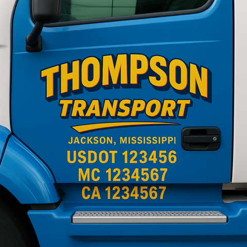 Custom Designed USDOT Truck Door Decal Lettering Signs For Semi-Trucks & Work Trucks (Set of 2)