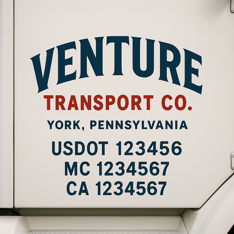 Custom Designed USDOT Truck Door Decal Lettering Signs For Semi-Trucks & Work Trucks (Set of 2)