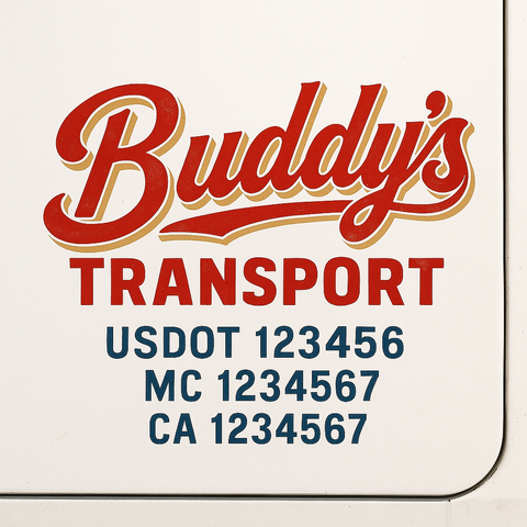 Custom Designed USDOT Truck Door Decal Lettering Signs For Semi-Trucks & Work Trucks (Set of 2)