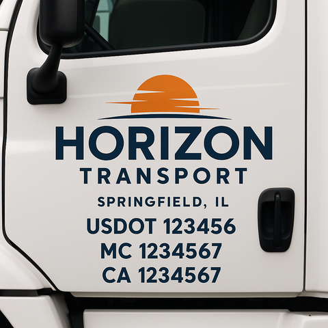 Custom Designed USDOT Truck Door Decal Lettering Signs For Semi-Trucks & Work Trucks (Set of 2)