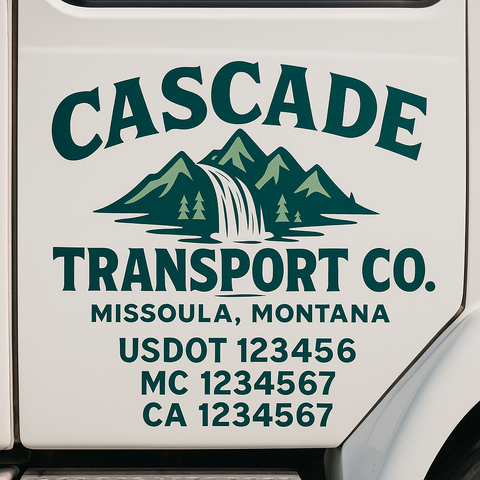 Custom Designed USDOT Truck Door Decal Lettering Signs For Semi-Trucks & Work Trucks (Set of 2)
