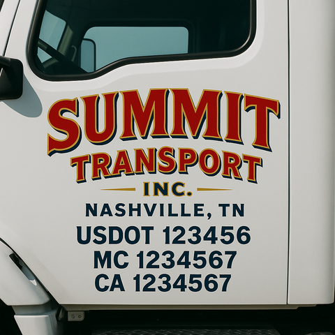 Custom Designed USDOT Truck Door Decal Lettering Signs For Semi-Trucks & Work Trucks (Set of 2)