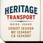 Custom Designed USDOT Truck Door Decal Lettering Signs For Semi-Trucks & Work Trucks (Set of 2)