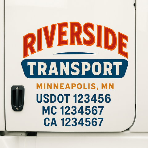 Custom Designed USDOT Truck Door Decal Lettering Signs For Semi-Trucks & Work Trucks (Set of 2)