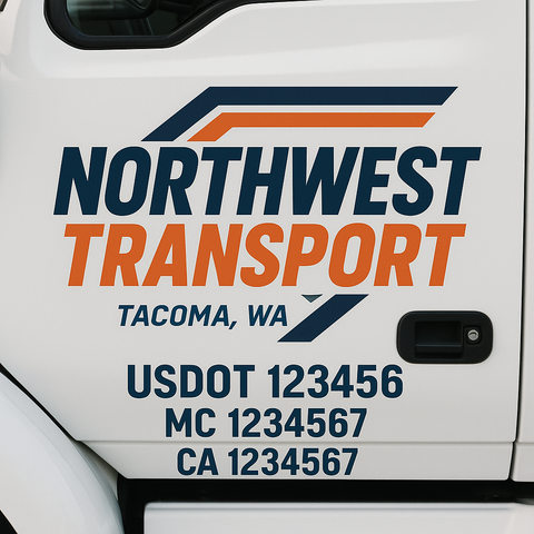 Custom Designed USDOT Truck Door Decal Lettering Signs For Semi-Trucks & Work Trucks (Set of 2)