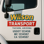 Custom Designed USDOT Truck Door Decal Lettering Signs For Semi-Trucks & Work Trucks (Set of 2)