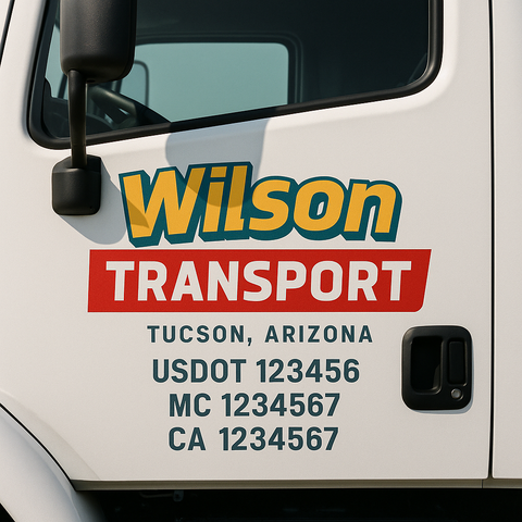 Custom Designed USDOT Truck Door Decal Lettering Signs For Semi-Trucks & Work Trucks (Set of 2)