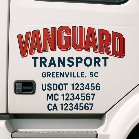Custom Designed USDOT Truck Door Decal Lettering Signs For Semi-Trucks & Work Trucks (Set of 2)