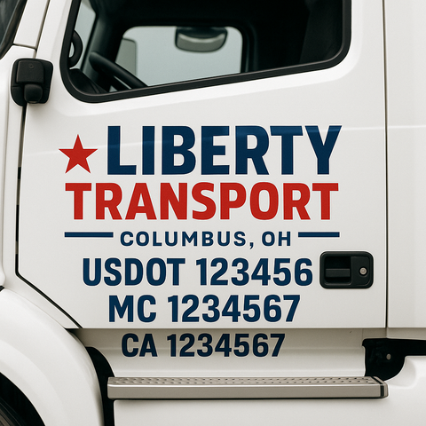 Custom Designed USDOT Truck Door Decal Lettering Signs For Semi-Trucks & Work Trucks (Set of 2)