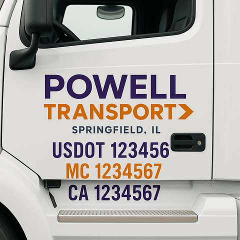 Custom Designed USDOT Truck Door Decal Lettering Signs For Semi-Trucks & Work Trucks (Set of 2)