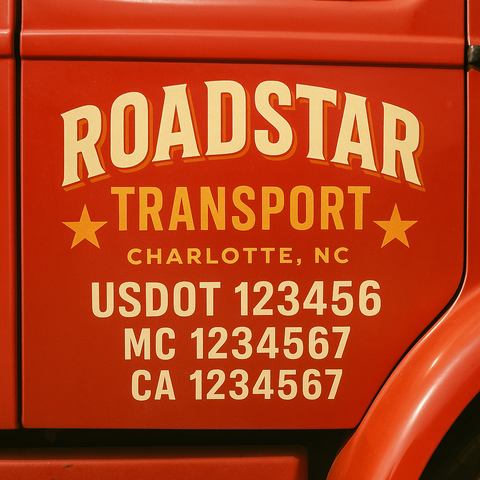 Custom Designed USDOT Truck Door Decal Lettering Signs For Semi-Trucks & Work Trucks (Set of 2)