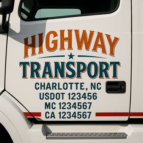 Custom Designed USDOT Truck Door Decal Lettering Signs For Semi-Trucks & Work Trucks (Set of 2)