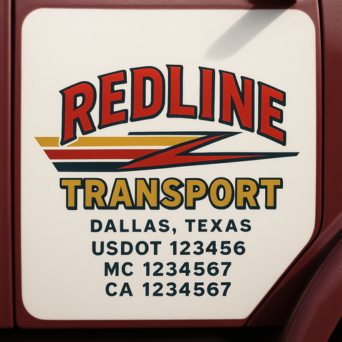 Custom Designed USDOT Truck Door Decal Lettering Signs For Semi-Trucks & Work Trucks (Set of 2)