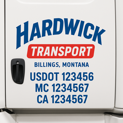 Custom Designed USDOT Truck Door Decal Lettering Signs For Semi-Trucks & Work Trucks (Set of 2)