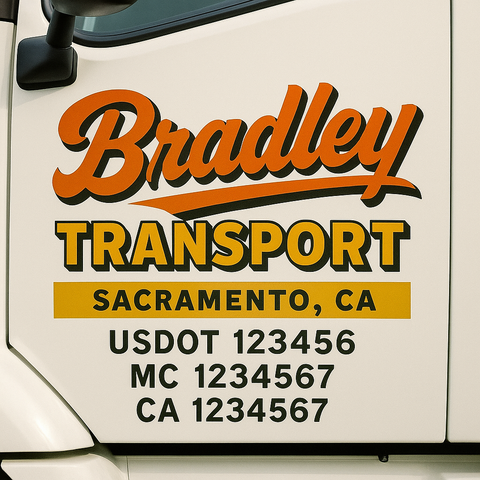 Custom Designed USDOT Truck Door Decal Lettering Signs For Semi-Trucks & Work Trucks (Set of 2)