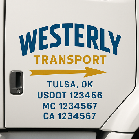 Custom Designed USDOT Truck Door Decal Lettering Signs For Semi-Trucks & Work Trucks (Set of 2)