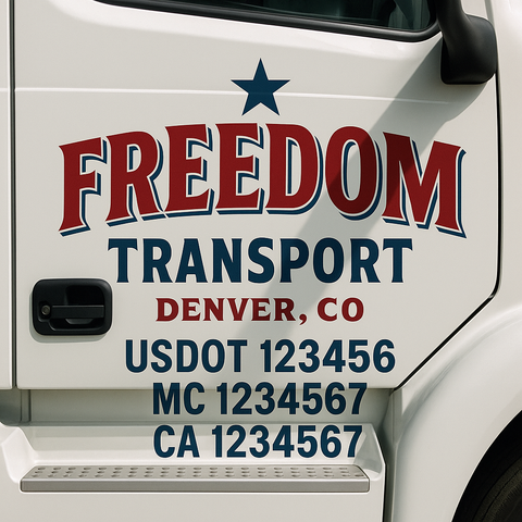 Custom Designed USDOT Truck Door Decal Lettering Signs For Semi-Trucks & Work Trucks (Set of 2)