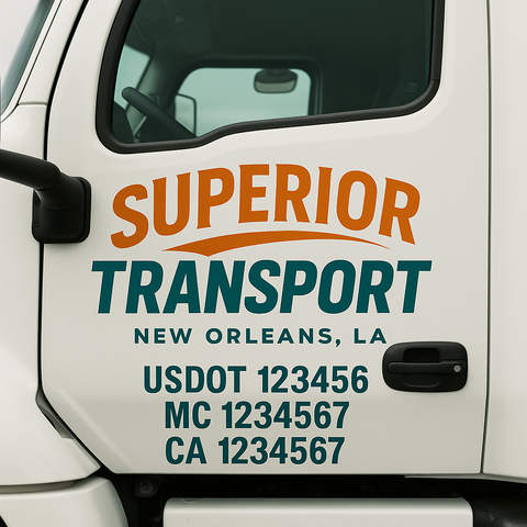 Custom Designed USDOT Truck Door Decal Lettering Signs For Semi-Trucks & Work Trucks (Set of 2)