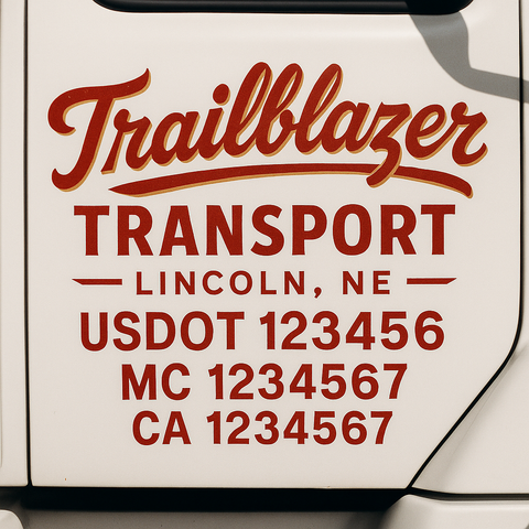 Custom Designed USDOT Truck Door Decal Lettering Signs For Semi-Trucks & Work Trucks (Set of 2)