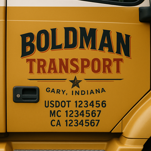 Custom Designed USDOT Truck Door Decal Lettering Signs For Semi-Trucks & Work Trucks (Set of 2)