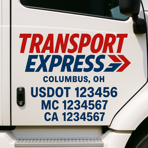 Custom Designed USDOT Truck Door Decal Lettering Signs For Semi-Trucks & Work Trucks (Set of 2)