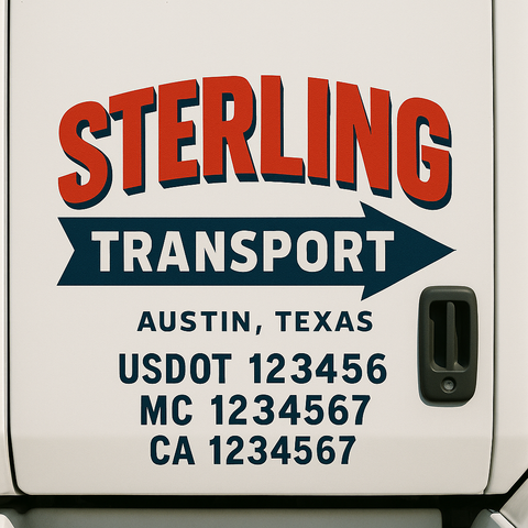 Custom Designed USDOT Truck Door Decal Lettering Signs For Semi-Trucks & Work Trucks (Set of 2)