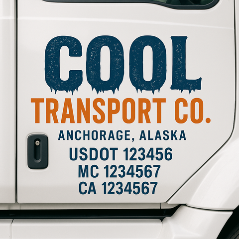 Custom Designed USDOT Truck Door Decal Lettering Signs For Semi-Trucks & Work Trucks (Set of 2)