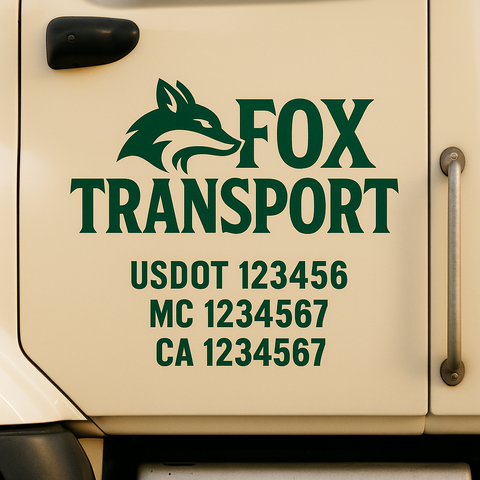 Custom Designed USDOT Truck Door Decal Lettering Signs For Semi-Trucks & Work Trucks (Set of 2)