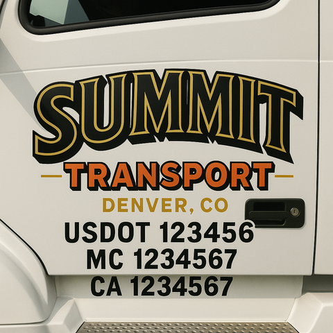 Custom Designed USDOT Truck Door Decal Lettering Signs For Semi-Trucks & Work Trucks (Set of 2)