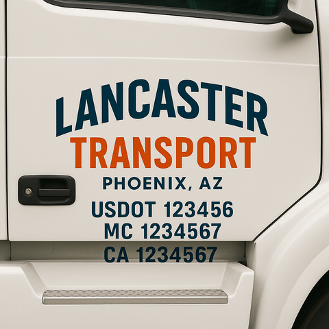 Custom Designed USDOT Truck Door Decal Lettering Signs For Semi-Trucks & Work Trucks (Set of 2)