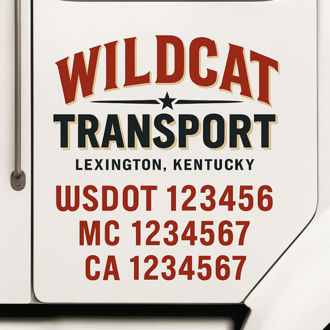 Custom Designed USDOT Truck Door Decal Lettering Signs For Semi-Trucks & Work Trucks (Set of 2)